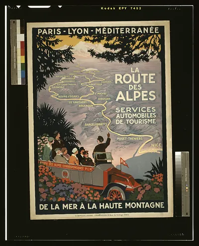 La Route des Alpes, PLM automobile tourism poster