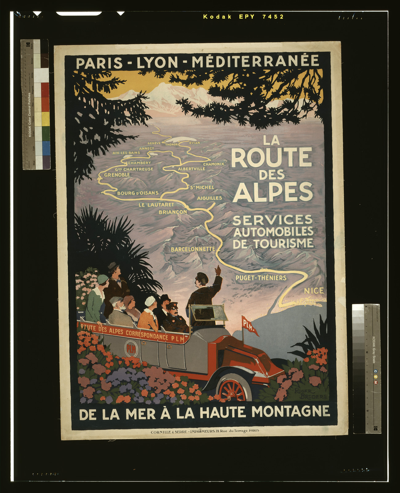 La Route des Alpes, PLM automobile tourism poster — vintage poster