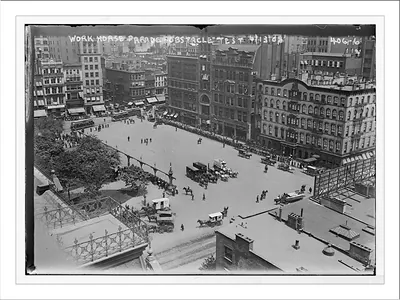 Work Horse Parade, obstacle test, seen from above, New York