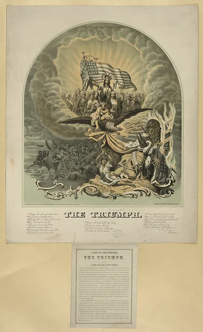 The Triumph, allegorical lithograph with key to the picture