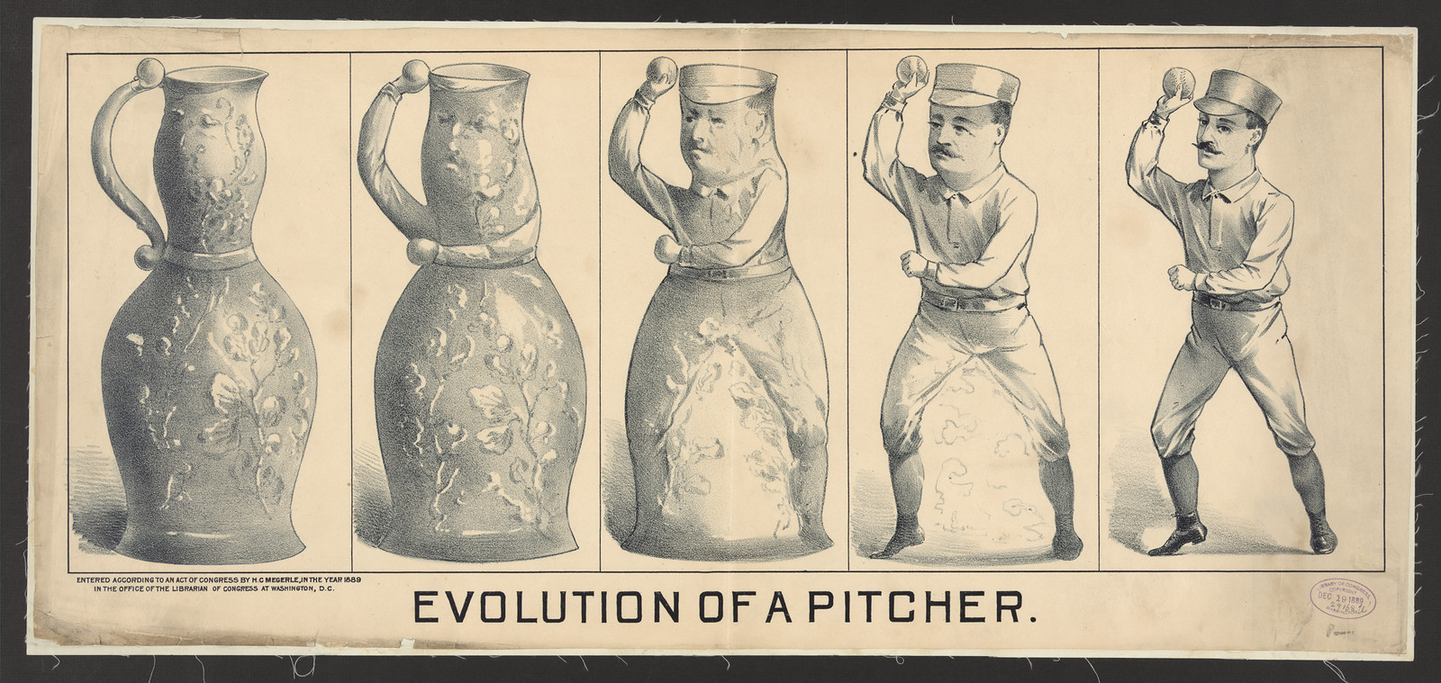 Evolution of a pitcher, H.C. Megerle, 1889 — historic image