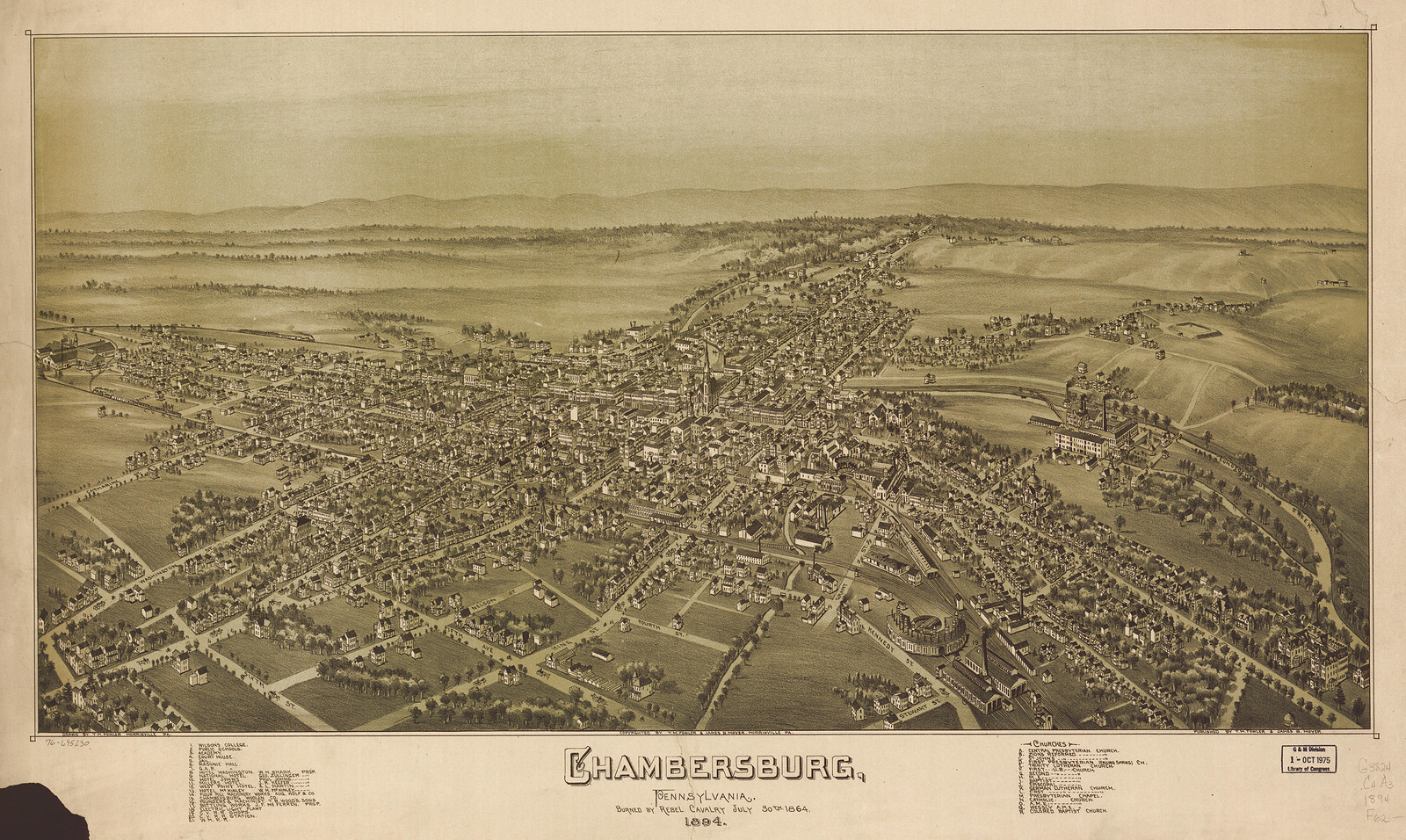Chambersburg, Pennsylvania, 1864, 1864 — antique map