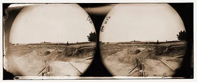 Petersburg Virginia. Confederate fortifications on the outer line captured by the 1