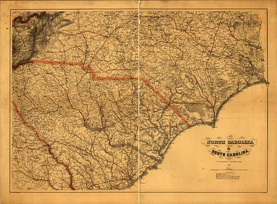 Map of North Carolina and South Carolina