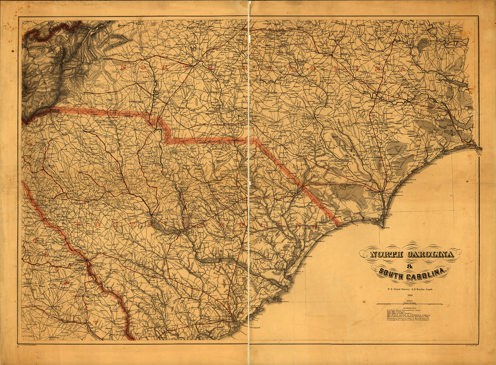 Map of North Carolina and South Carolina — antique map