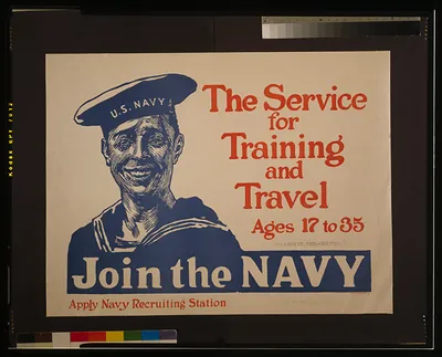 The service for training and travel - Ages 17 to 35 - Join the Navy - Apply Navy recruiting station / James Montgomery Flagg.