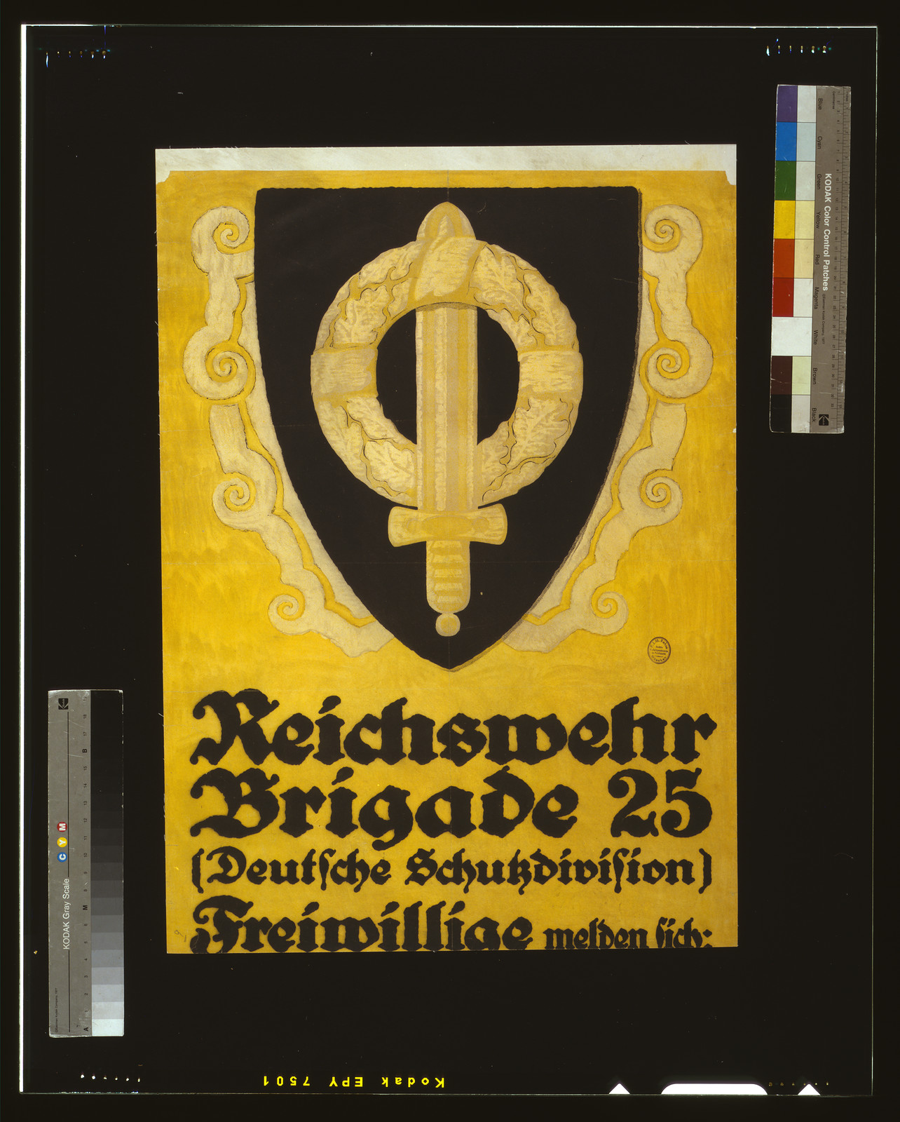 Reichswehr Brigade 25 (Deutsche Schutzdivision). Freiwillige melden sich ..., 1919 — vintage poster