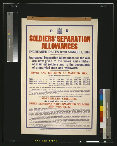 Soldiers' separation allowances. Increased rates from March 1, 1915 [...] / H. W. & V. Ld.