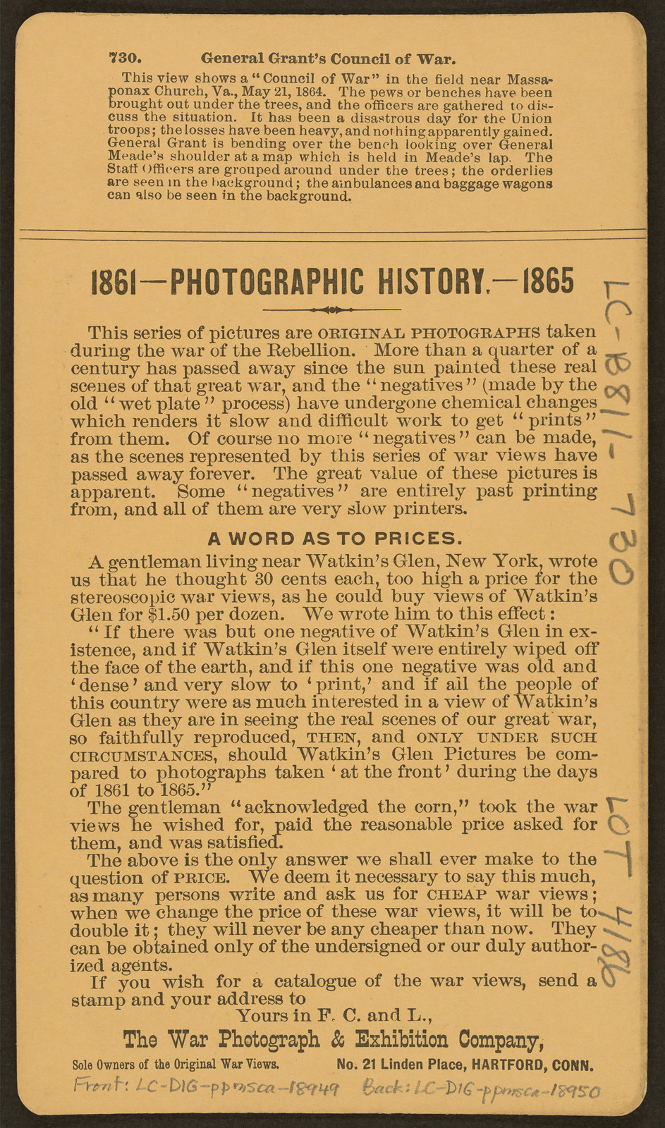 1861-1865 Photographic History page, War Photograph & Exhibition Company — historic photograph