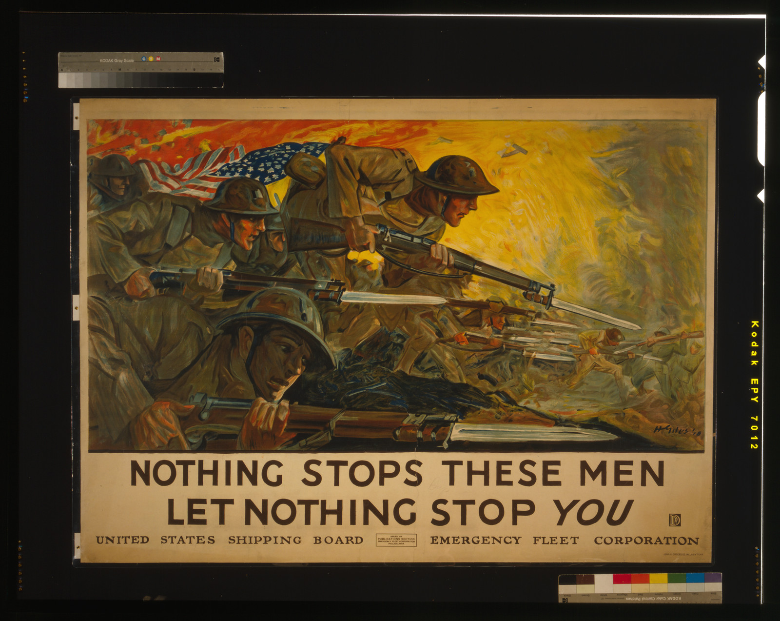 Nothing stops these men let nothing stop you / H. Giles 18 John H. Eggers Co. Inc. New York., 1918 — vintage poster