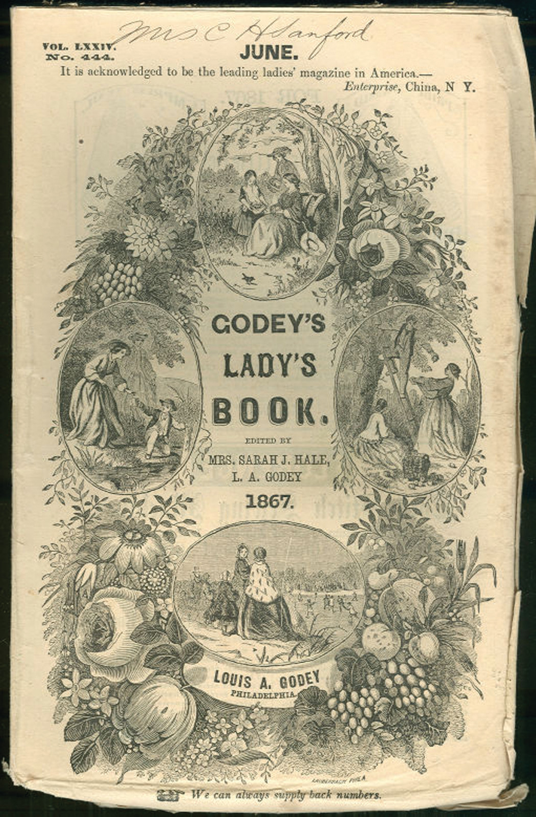 Godey's Lady's Book magazine cover, June 1867 — historic image