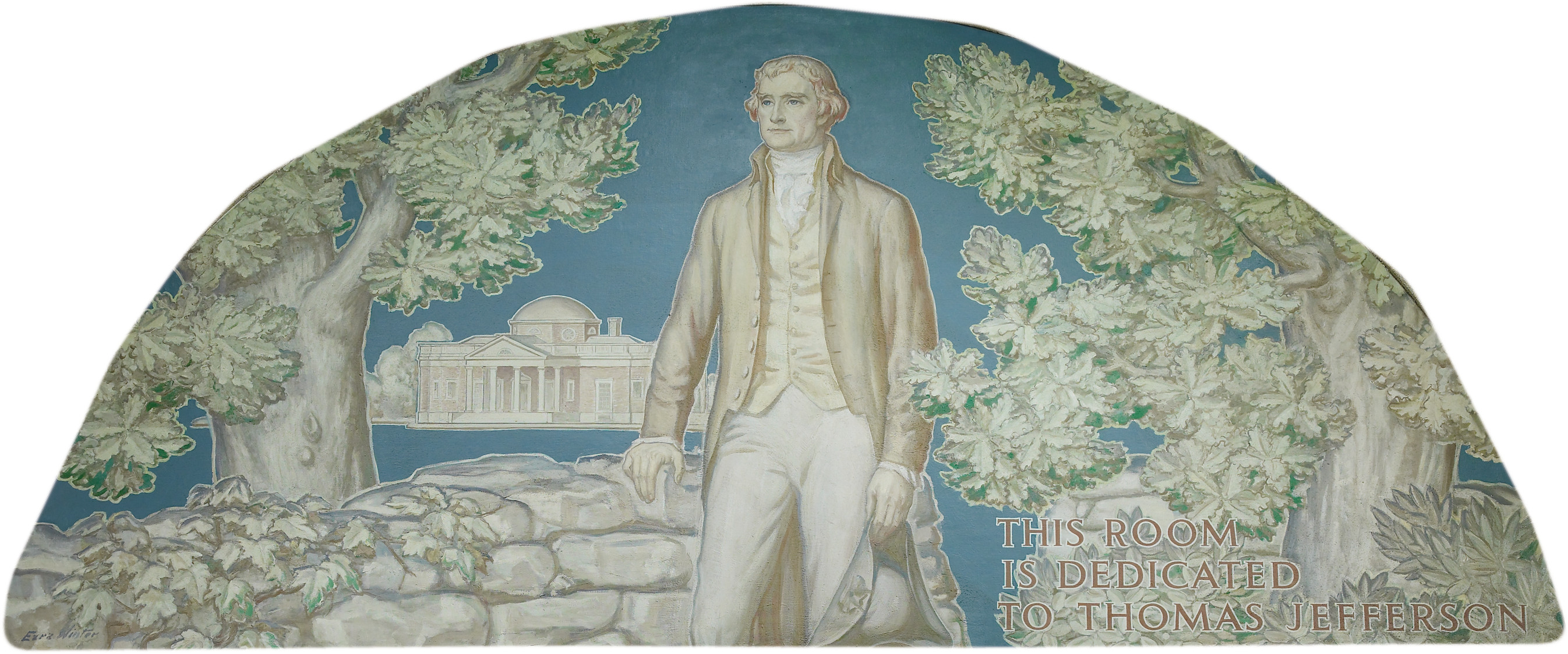 Thomas Jefferson mural: "This room is dedicated to Thomas Jefferson — historic image