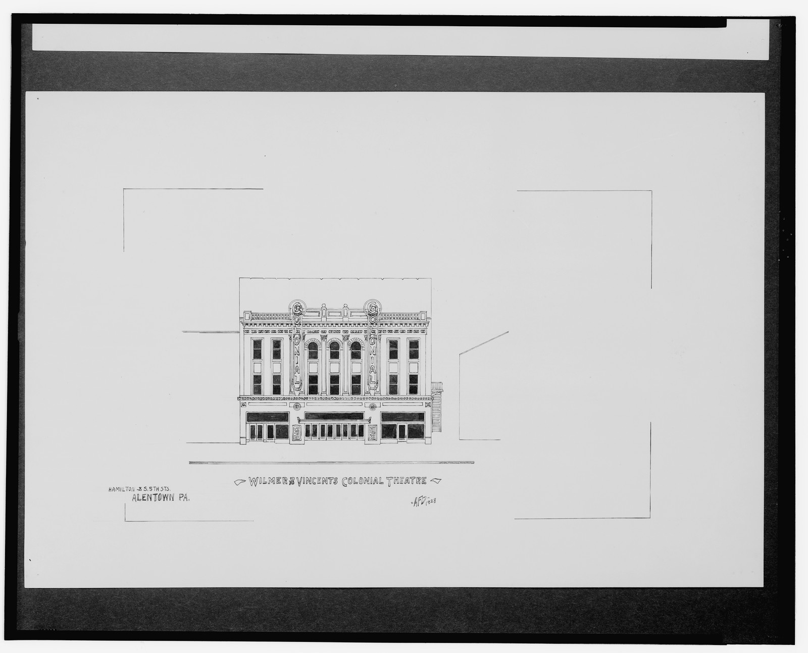 [Wilmer & Vincent's Colonial Theatre, Hamilton St. and S. 5th St., Allentown, Pennsylvania] / AFD 1928., And Engineering (ADE) Drawings — vintage poster