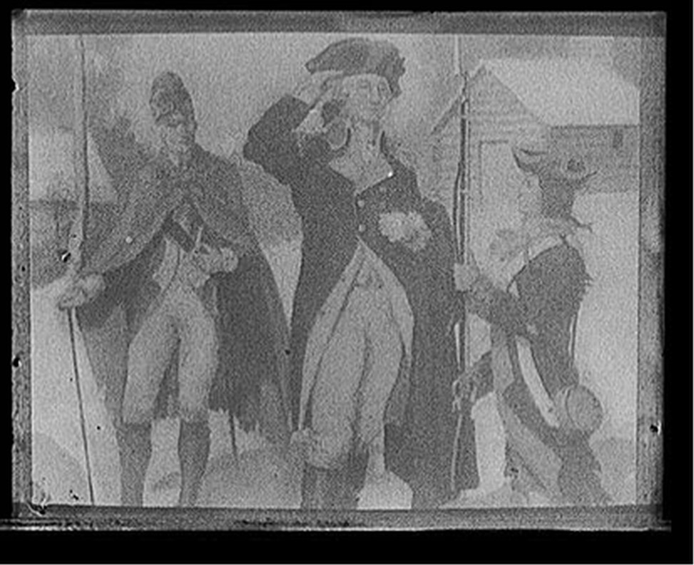 [Painting of Washington in camp], [between 1900 and 1920] — historic photograph