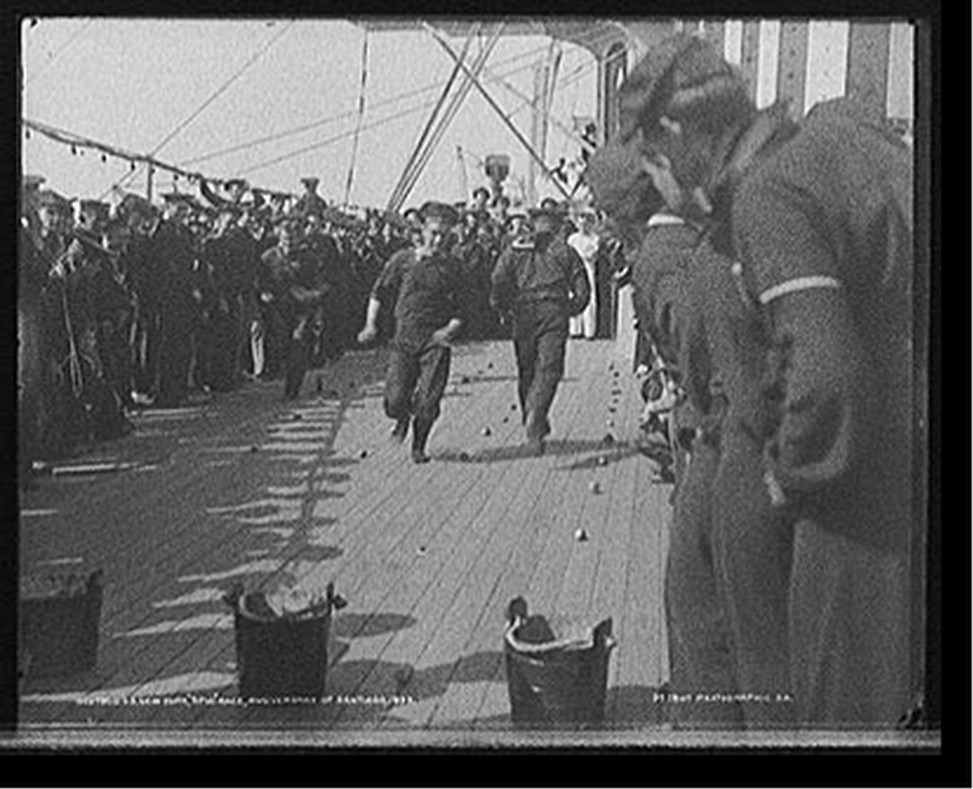 U.S.S. New York, spud race, anniversary of Santiago, 1899 July 3. — historic photograph