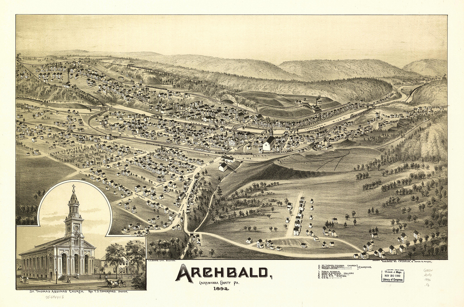 Archbald, Pennsylvania, 1892, 1892 — antique map