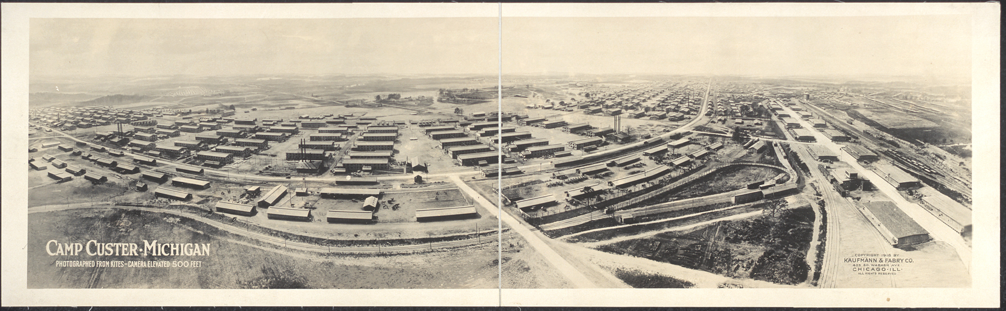 Camp Custer from kites, Michigan, 1918, 1918 — historic image