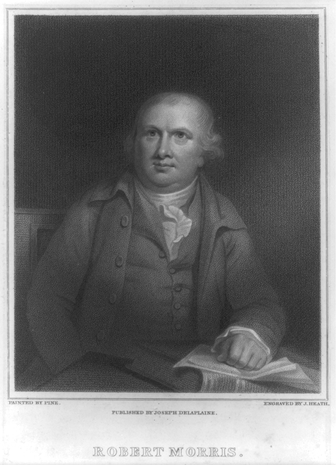 [Robert Morris, 1734-1806, half-length portrait, seated, facing left] — antique engraving