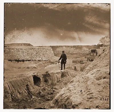Yorktown Virginia (vicinity). Fortifications. The ditch dug by Cornwallis in 1781 w