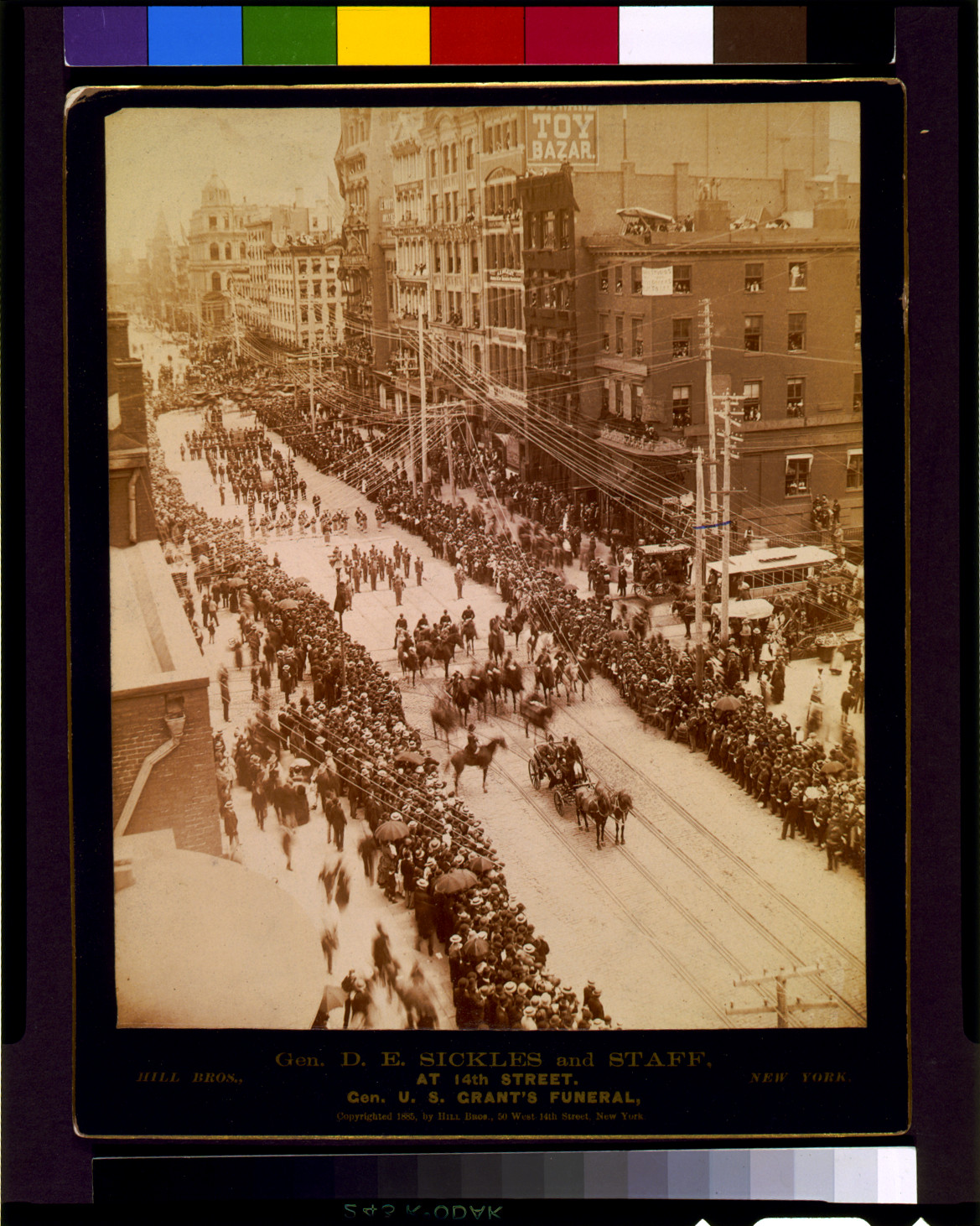 Gen. D.E. Sickles and staff at 14th Street. Gen. U.S. Grant's funeral / Hill Bros., New York., c1885. — historic photograph