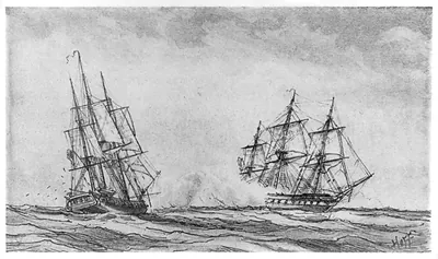 The [U.S.S.] ESSEX [commanded by David Porter] capturing the British ship ALERT