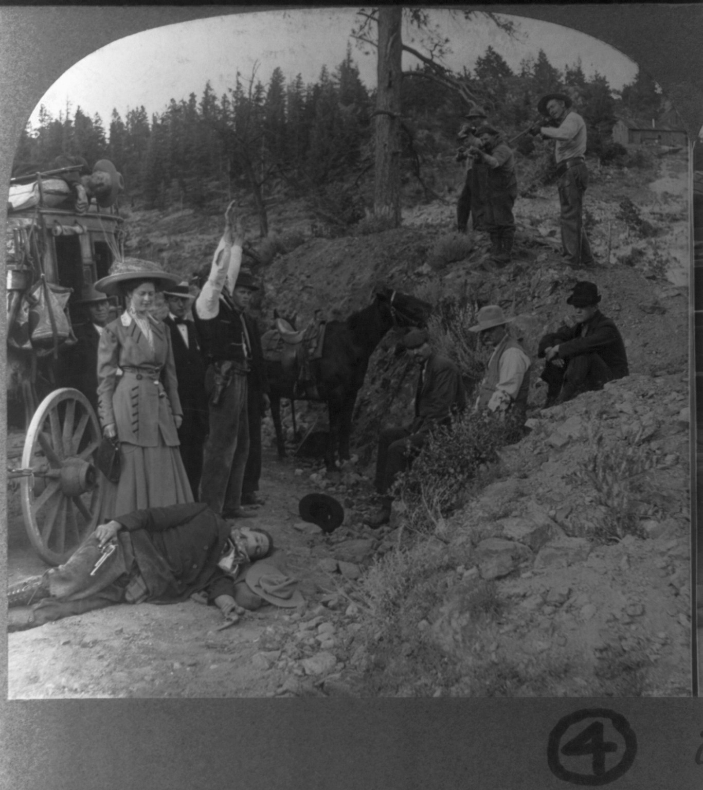 [Stage coach robbery]: The tables turned, c1911 July 24. — historic photograph