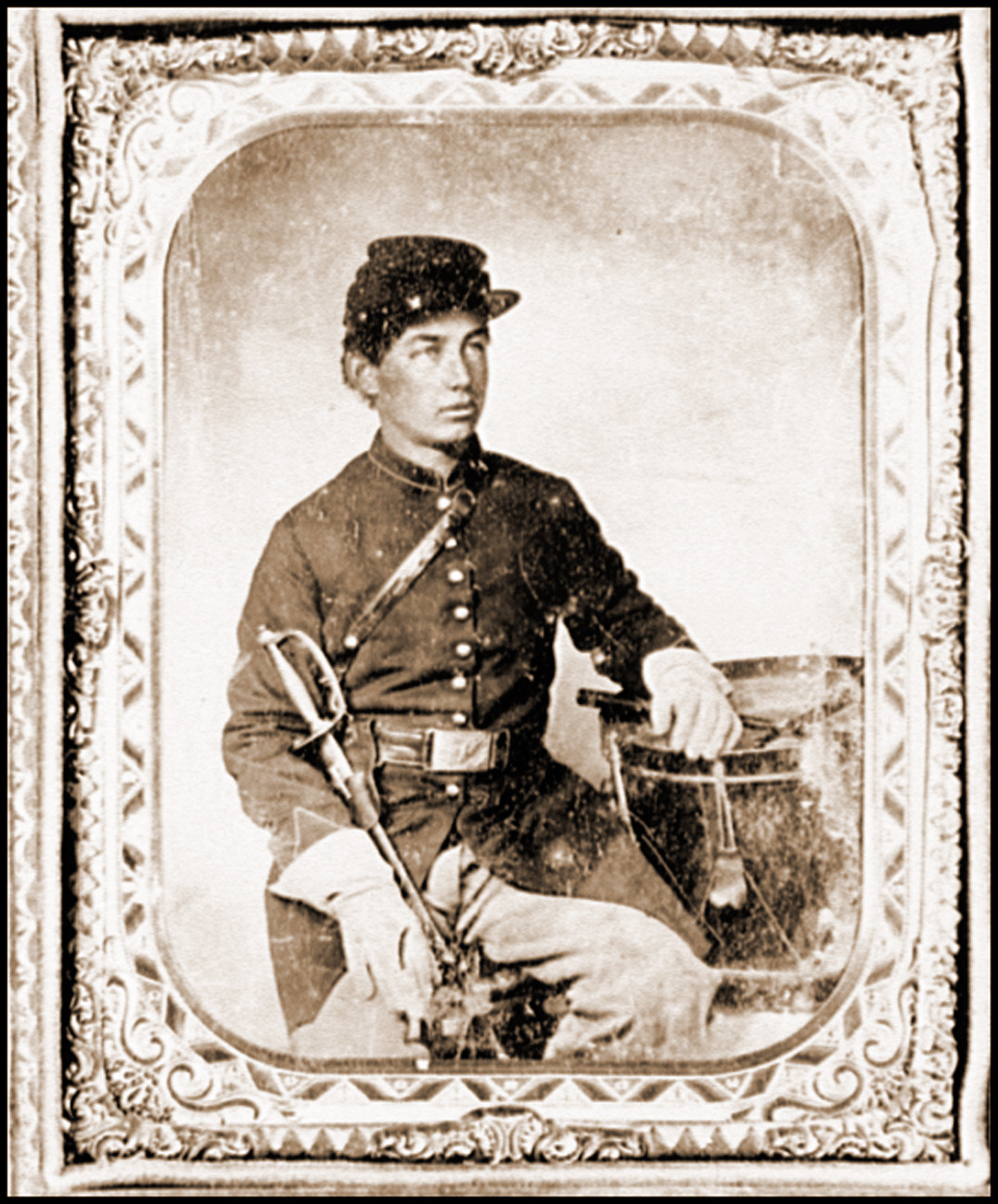 Portrait of Pvt. George Henry Graffam Company B 30th Maine Infantry. U.S.A. age 18, 1860 — historic photograph