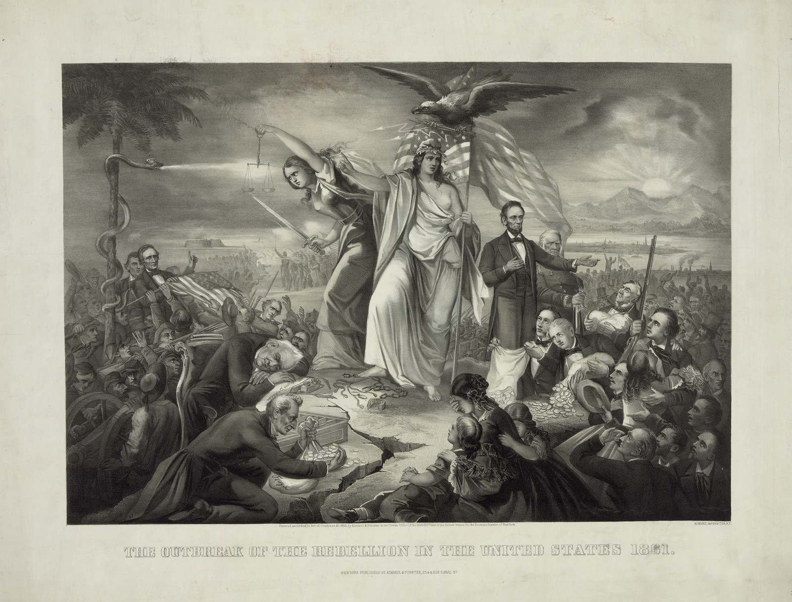 The Outbreak of the Rebellion in the United States 1861 — historic image