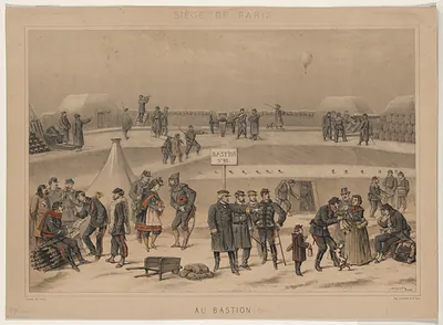 Siège de Paris: Au Bastion 1870, lithograph print