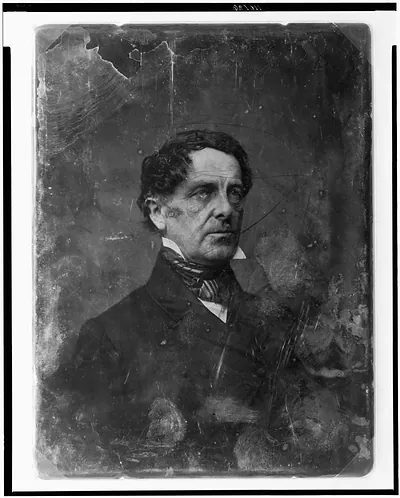 Daguerreotype portrait of an unidentified man in dark coat