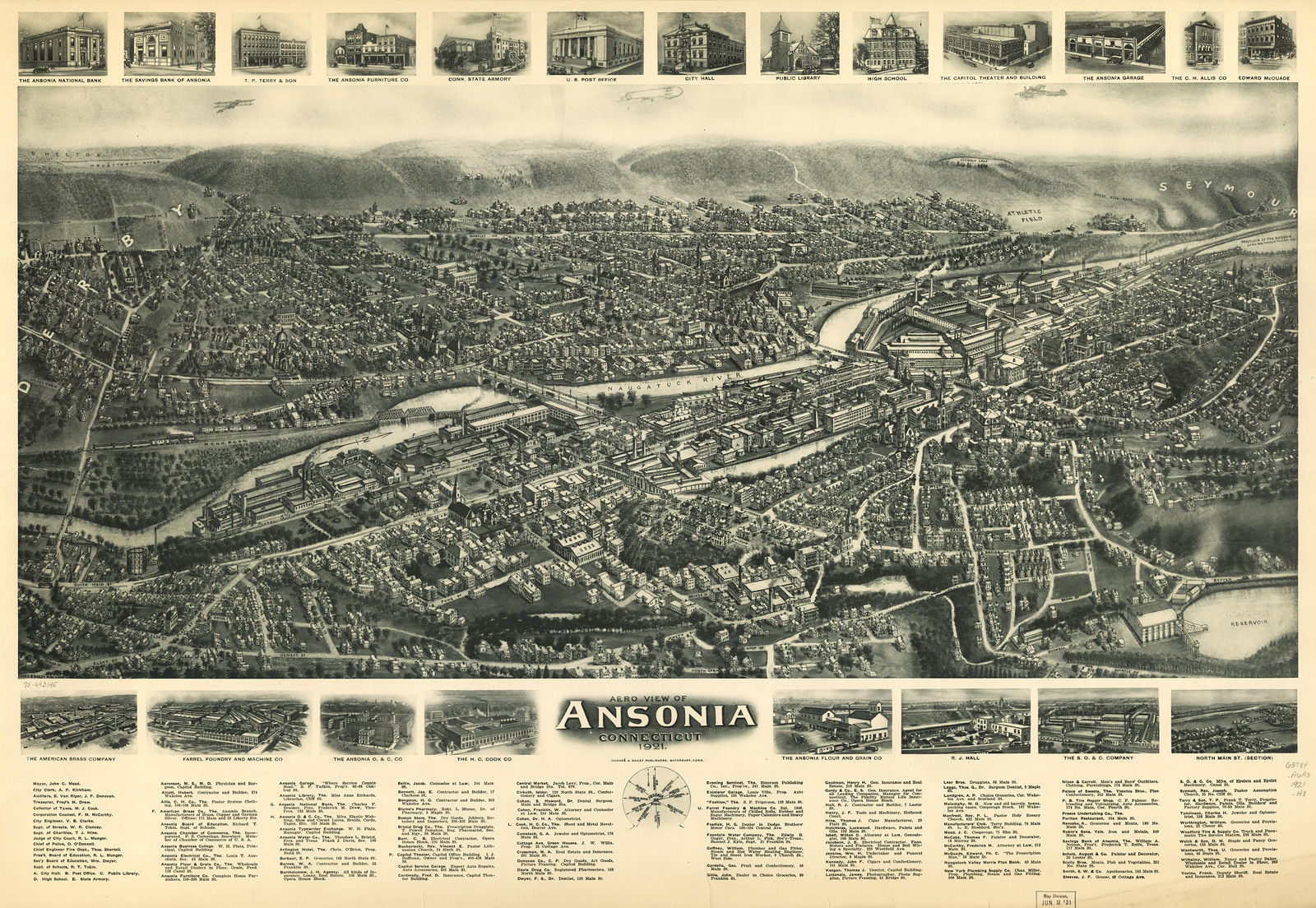 Ansonia, Connecticut, 1921, 1921 — antique map