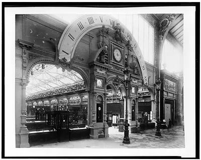 [Entrance to the horological section, Palace of Diverse Industries, Paris Exposition, 1889]