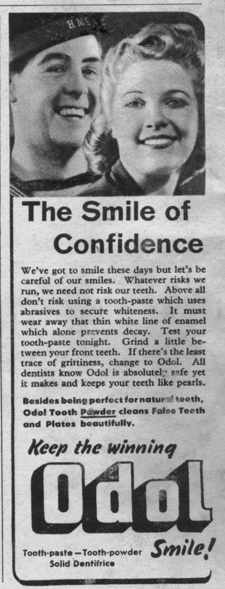 The Smile of Confidence: Odol toothpaste newspaper advertisement — historic image
