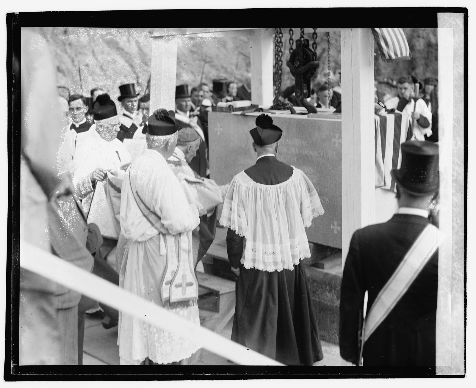 Cardinal Gibbons at cornerstone laying at shrine of the Immaculate Conception, [1920] — historic photograph