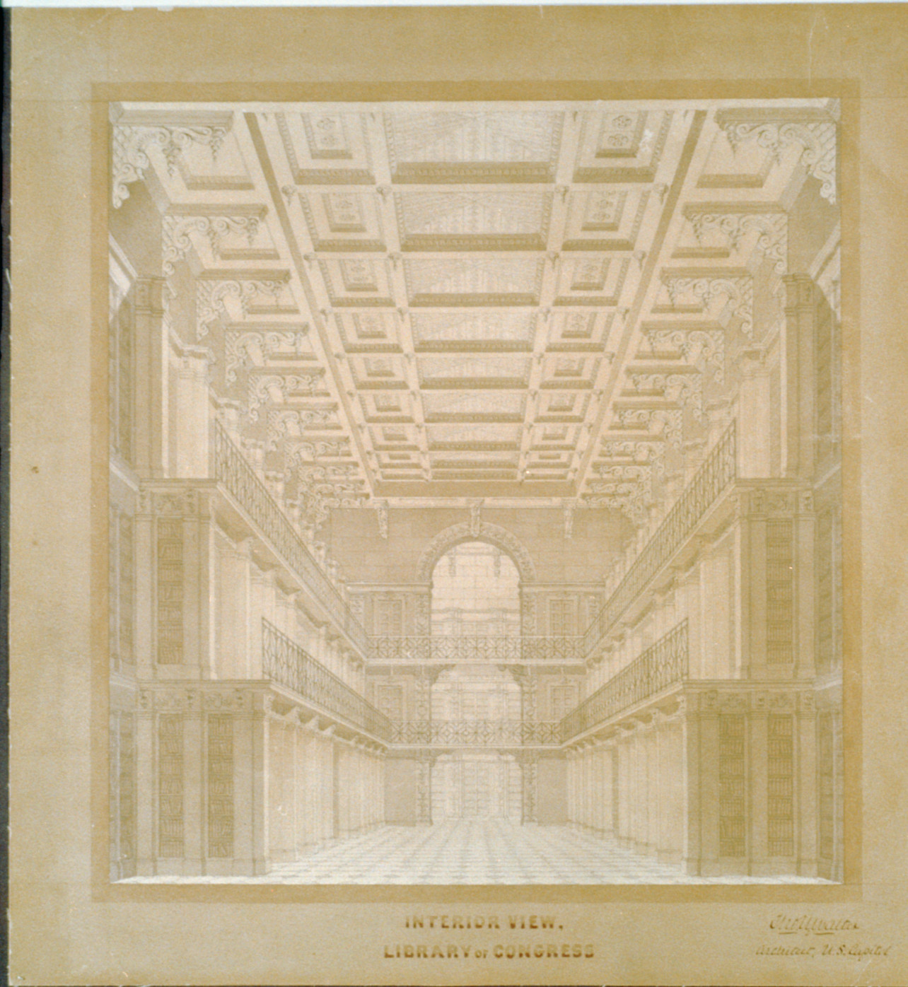 [Library of Congress in the U.S. Capitol, Washington, D.C. Interior perspective view], and Engineering (ADE) Drawings — historic drawing