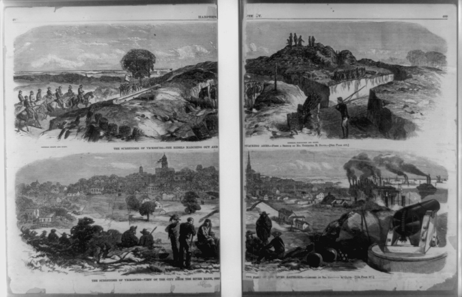The Surrender of Vicksburg / Theodore R. Davis., [1863] — antique engraving