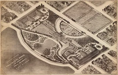 Isometrical view of the Presidents House, t