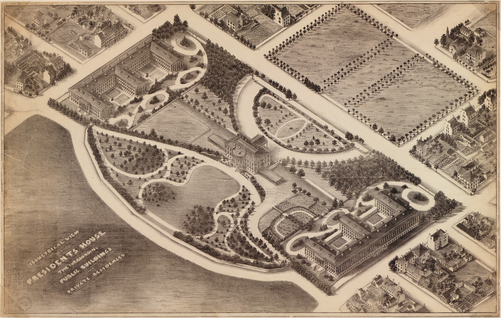 Isometrical view of the Presidents House, t — historic image