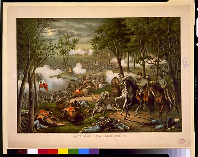 Battle of Chancellorsville--May 2, 3 & 4, 1863--Union (Gen. Hooker) ... Confederate (Gen. Lee) ... Gen. Jackson mort. wd.