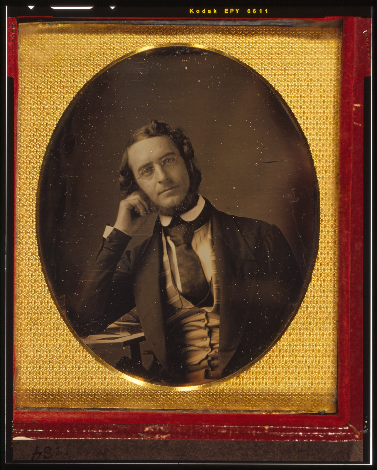 [James Curtis Booth, half-length portrait, seated with arm resting on table], [ca. 1845] — historic photograph