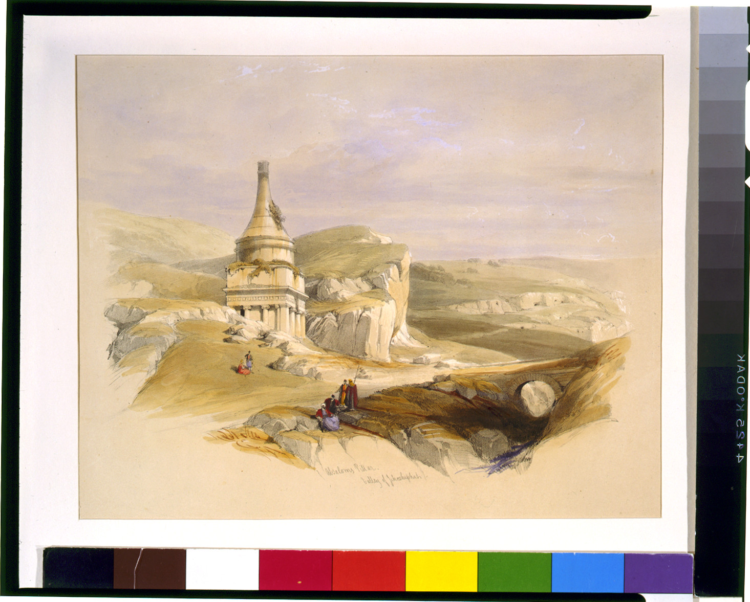 Absaloms Pillar Valley of Jehoshaphat, [published 1842] — antique lithograph