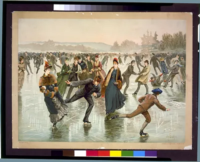 Skating / Hy Sandham ; aquarelle print by L. Prang & Co.