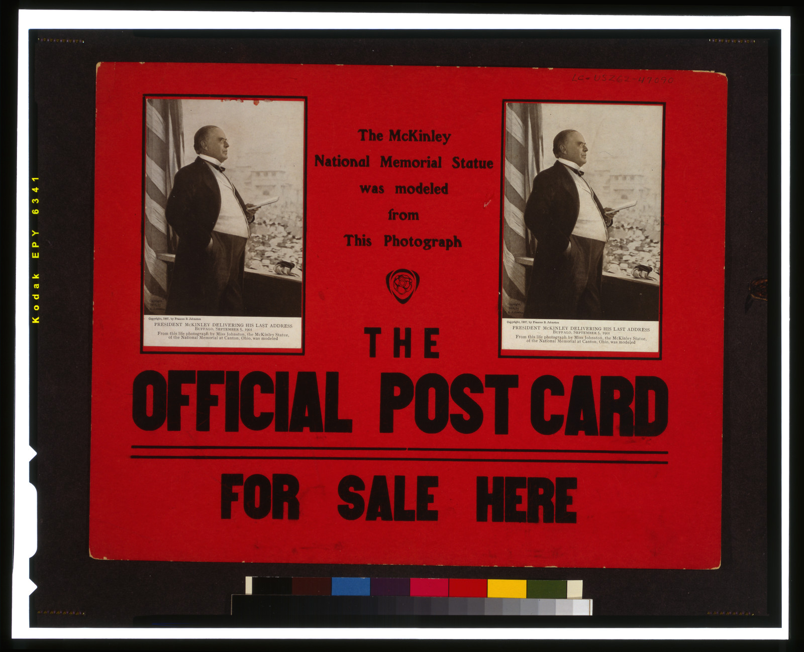 The McKinley national memorial statue was modeled from this photograph The official post card for sale here., c1907. — historic photograph
