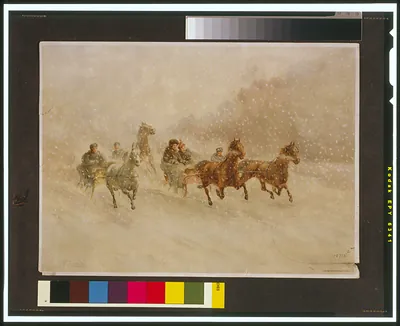 [Sleighs pulled by horses running through snow] / F.M. Lamb.