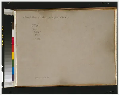 Blank card with handwritten Muybridge, Eadweard, 1830-1904 catalog notes