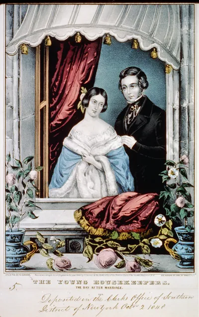 The young housekeepers, the day after marriage / lith. & pub. by N. Currier.