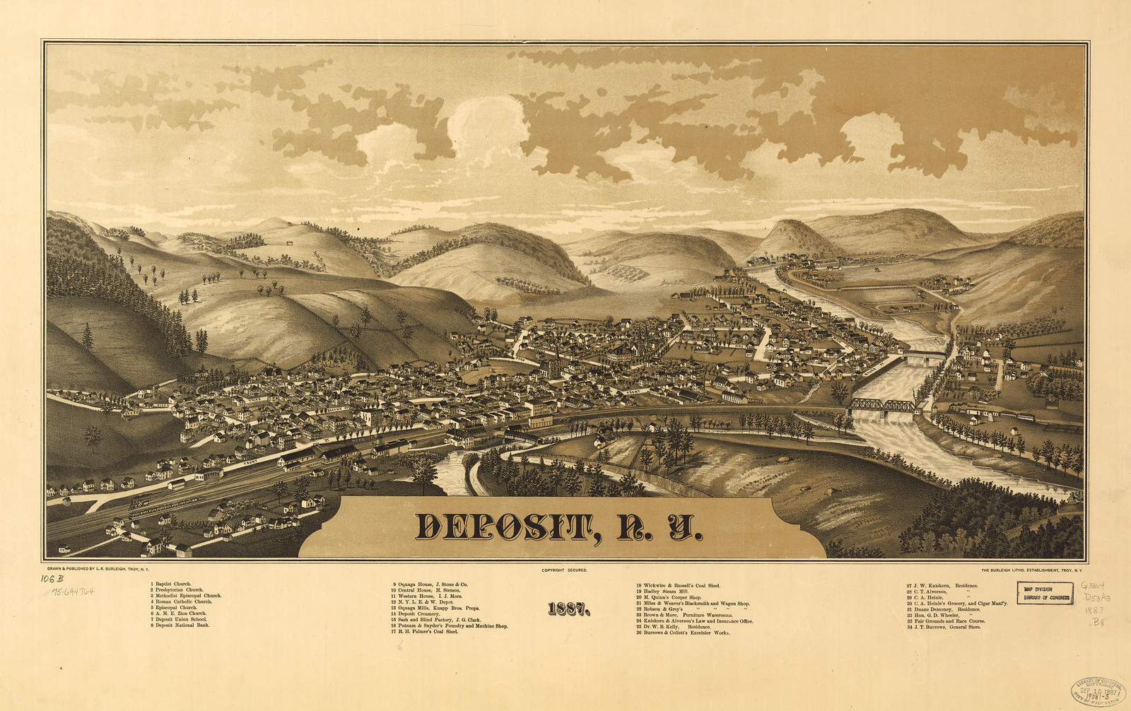 Deposit, New York, 1887, 1887 — antique map
