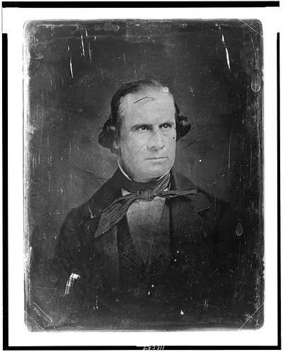 Daguerreotype portrait of an unidentified man in dark coat