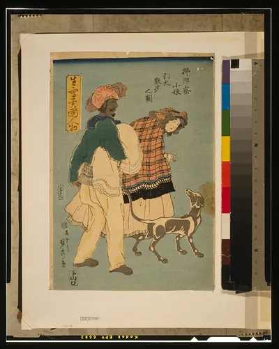 Furansu komusume inu o hikite sampo no zuTITLE TRANSLATION:French girl taking walk with dog.