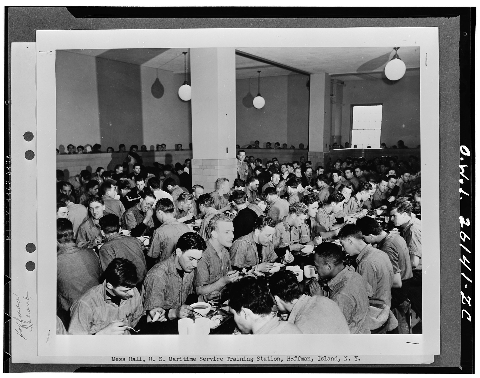 Mess Hall, U.S. Maritime Service Training Station, Hoffman Island, N.Y. — historic image